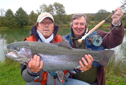 Truite Arc-en-Ciel capturée au Moulin de Gémages Canne Thomas & Thomas TNT 9p soie 6 Moulinet Abel Super 6N - Custom Steelhead 